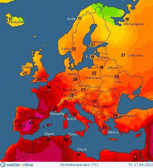 Карта температур в европе на сегодня